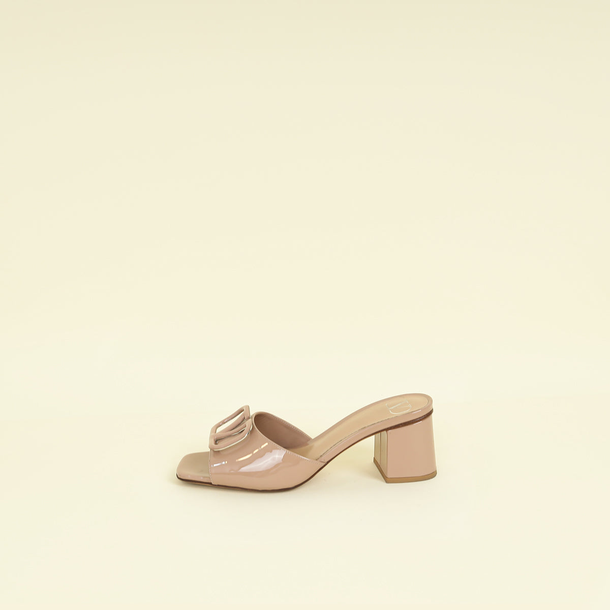 Valentino Patent Nude Nude Vlogo Slide Heeled Mules 36