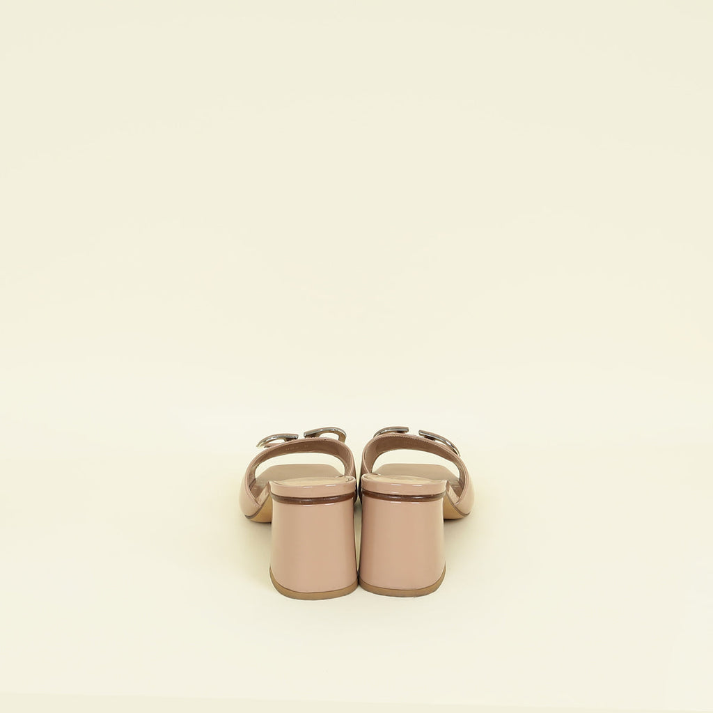 Valentino Patent Nude Nude Vlogo Slide Heeled Mules 36