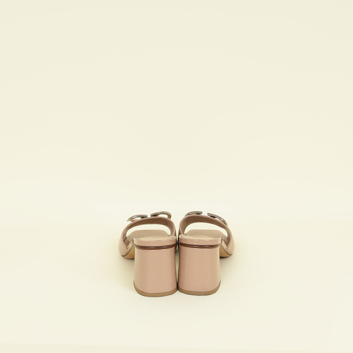 Valentino Patent Nude Nude Vlogo Slide Heeled Mules 36