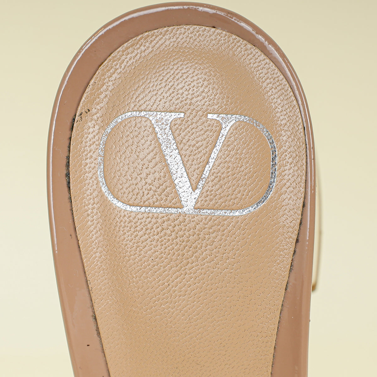 Valentino Patent Nude Nude Vlogo Slide Heeled Mules 36