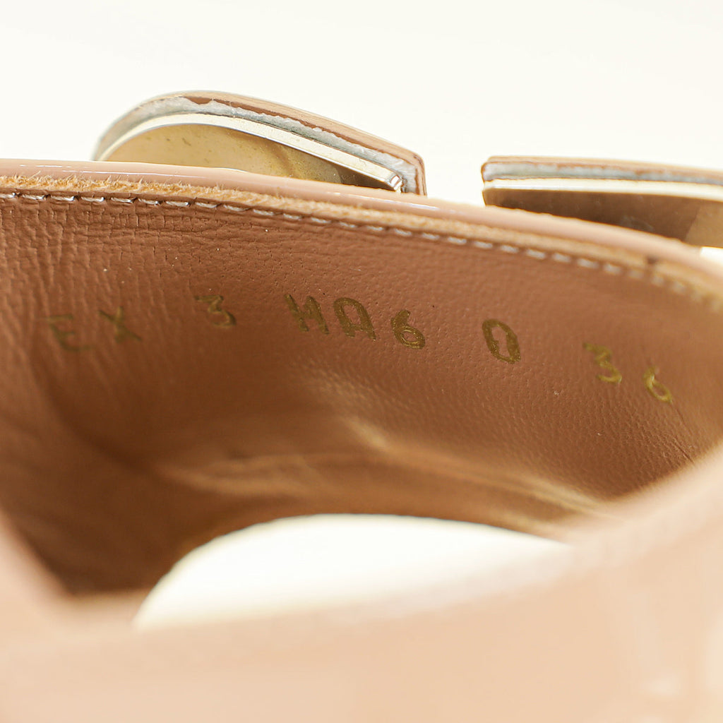 Valentino Patent Nude Nude Vlogo Slide Heeled Mules 36