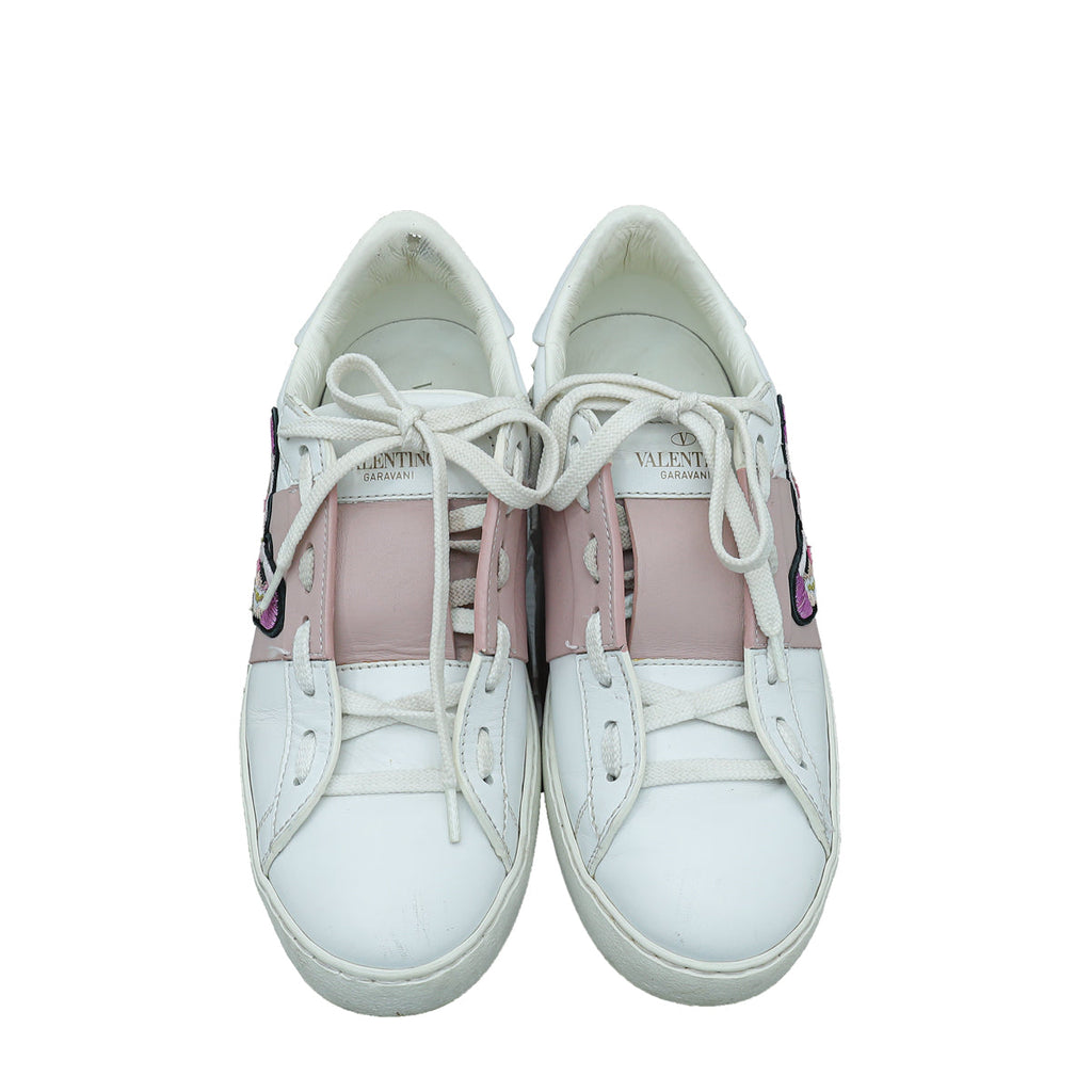 Valentino Bicolor Butterfly Embroidered Open Sneaker 37.5