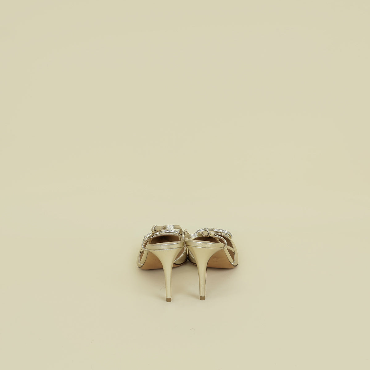 Valentino Metallic Gold Vlogo Crystal Slingback Pump 37.5