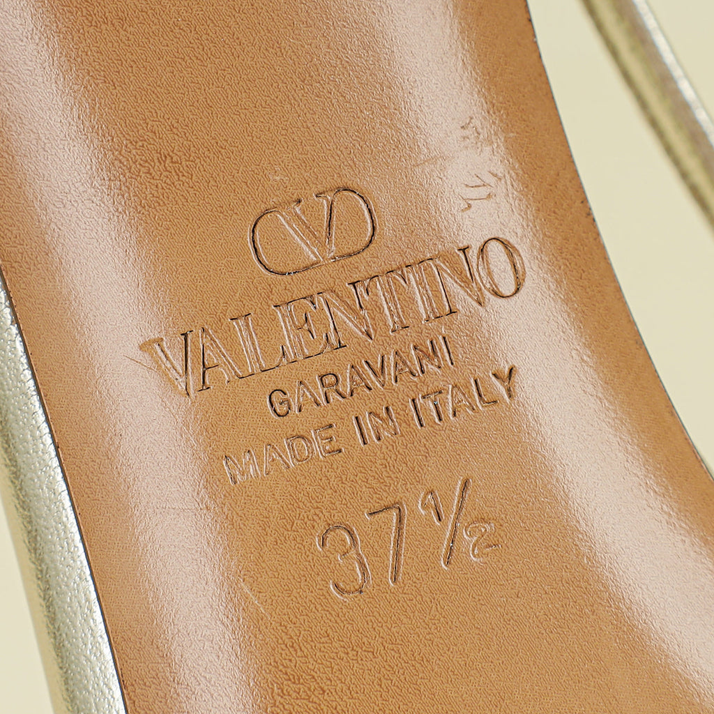 Valentino Metallic Gold Vlogo Crystal Slingback Pump 37.5