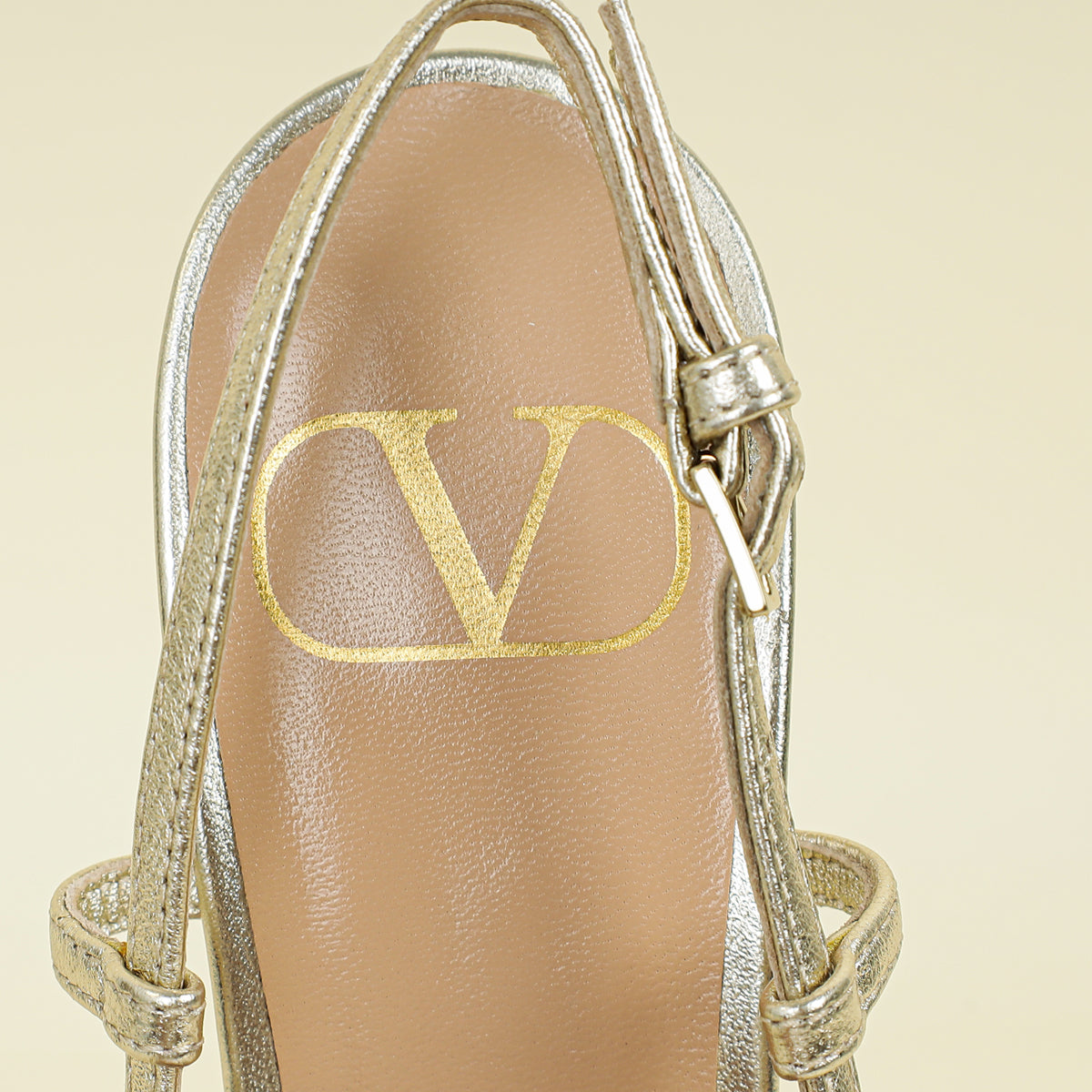Valentino Metallic Gold Vlogo Crystal Slingback Pump 37.5
