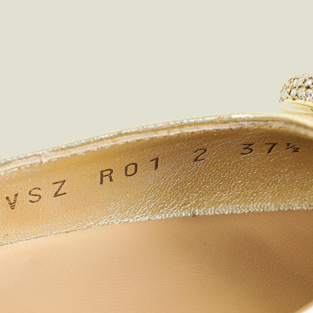 Valentino Metallic Gold Vlogo Crystal Slingback Pump 37.5