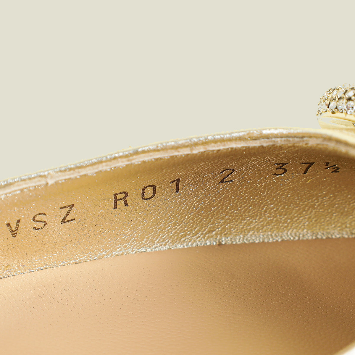 Valentino Metallic Gold Vlogo Crystal Slingback Pump 37.5