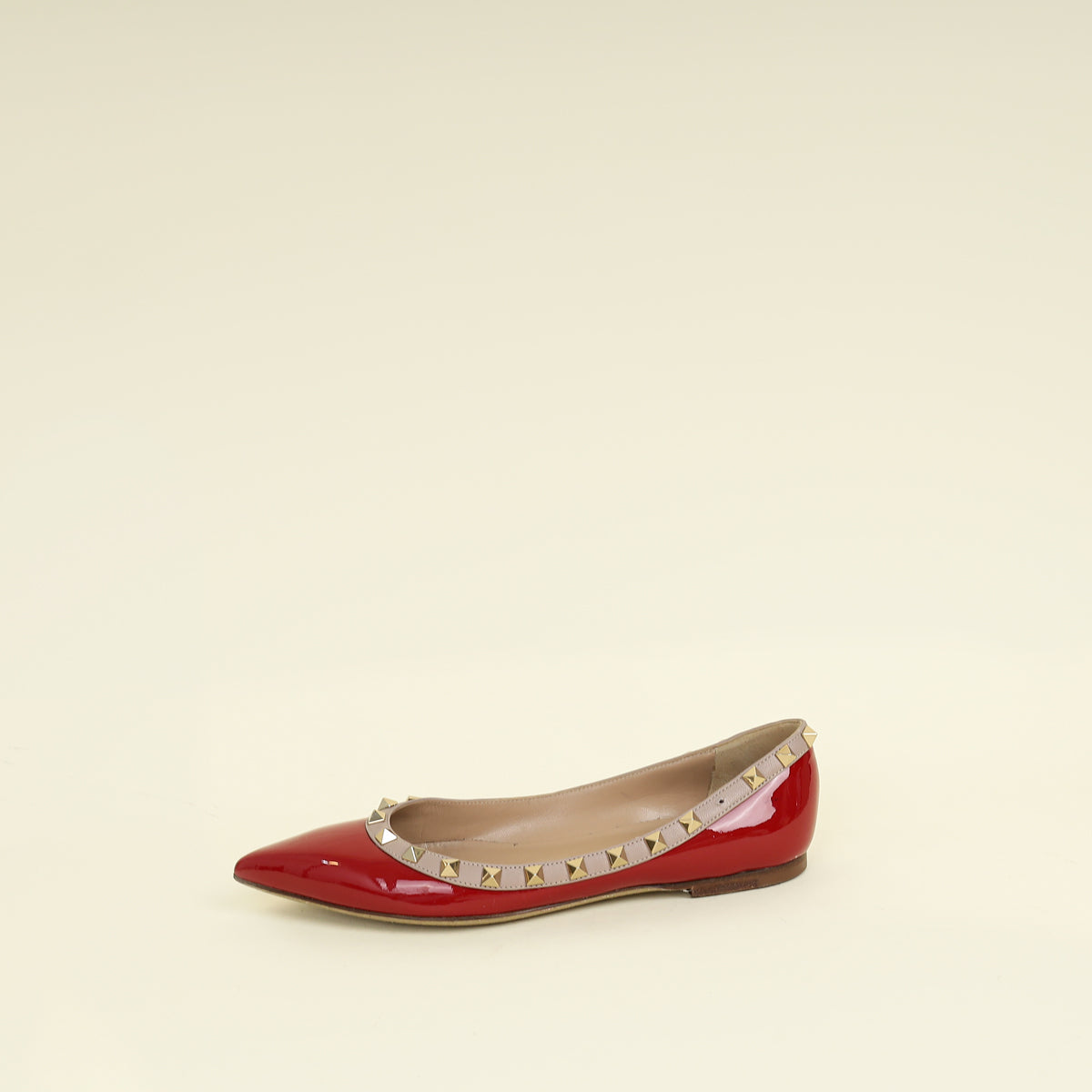 Valentino Red Rockstud Flat Ballerina 37.5