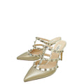 Valentino Metallic Champagne Caged Rockstud Heeled Mules 37