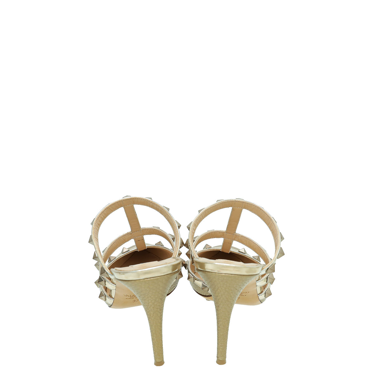 Valentino Metallic Champagne Caged Rockstud Heeled Mules 37