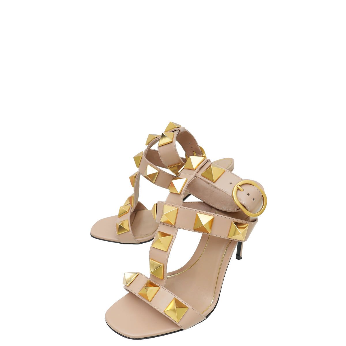 Valentino Nude Roman Stud Ankle Strap Heeled Sandal 37