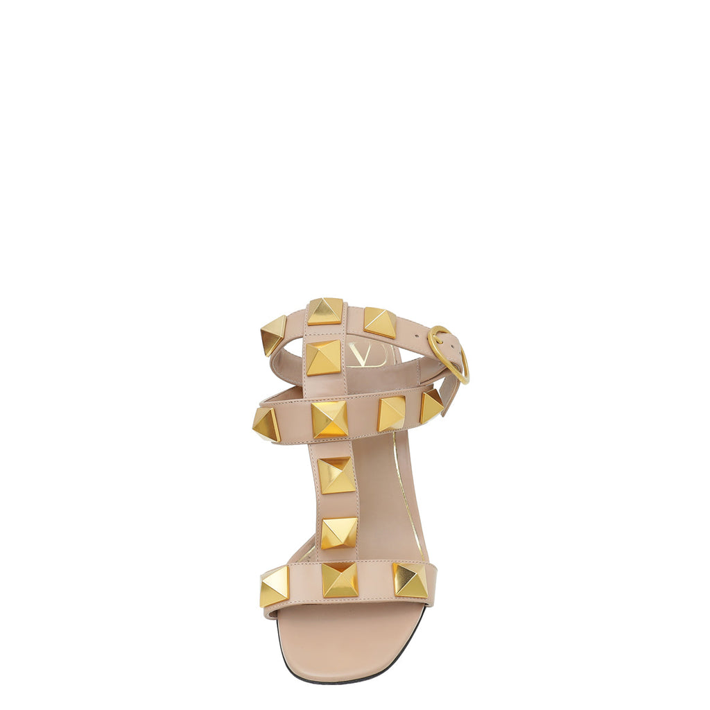 Valentino Nude Roman Stud Ankle Strap Heeled Sandal 37
