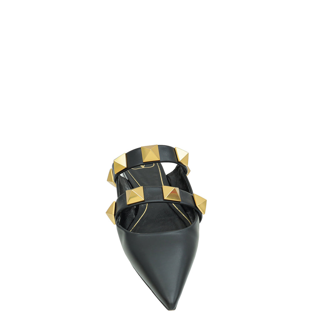 Valentino Black Roman Stud Flat Mules 37