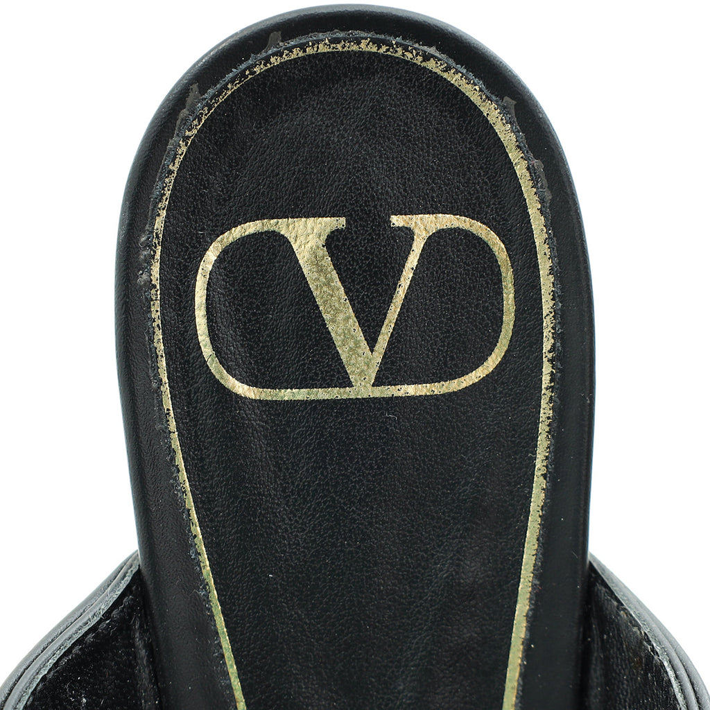 Valentino Black Roman Stud Flat Mules 37
