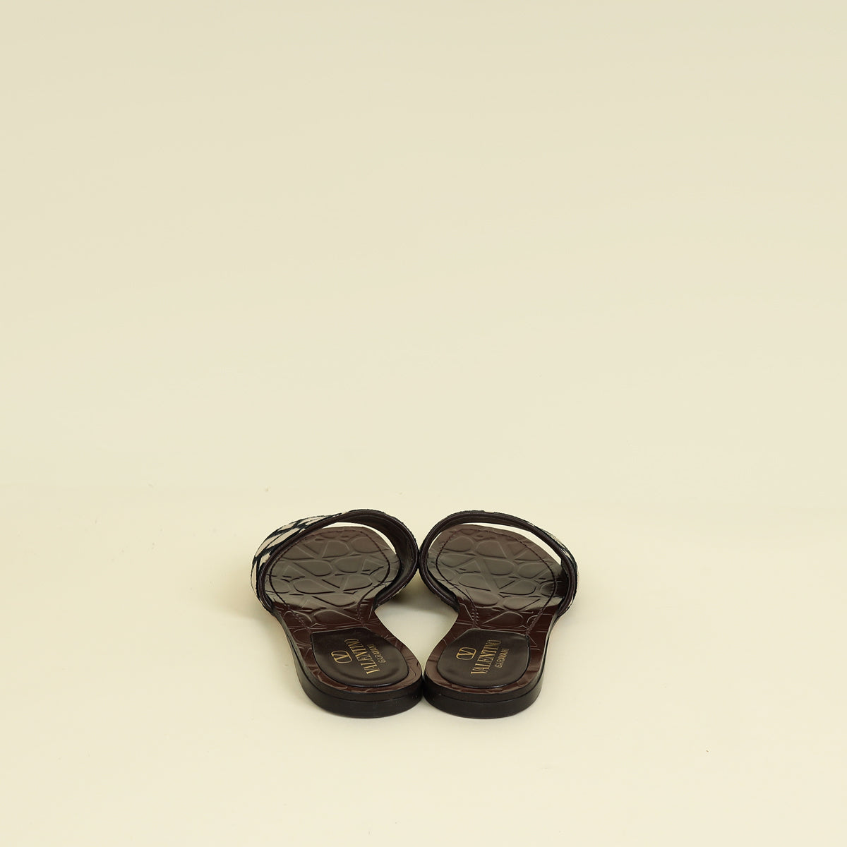 Valentino Tricolor Toile Iconographe Flat Slide Sandals 37