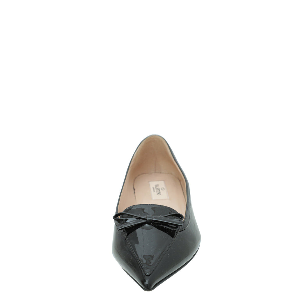Valentino Black Pointed Bow Flats 37