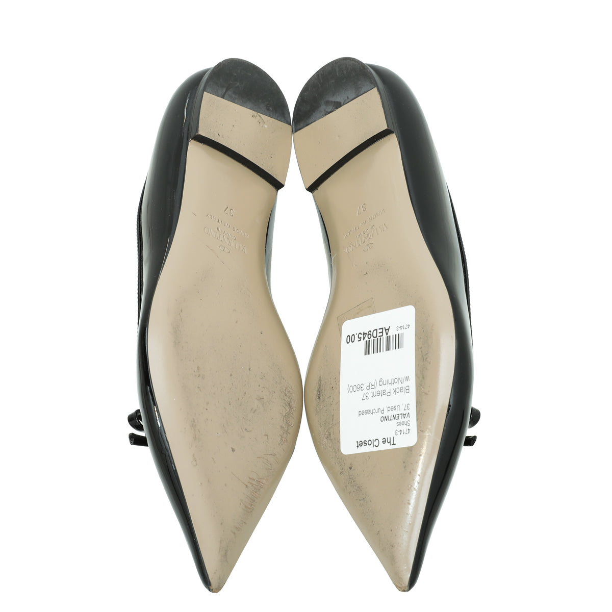Valentino Black Pointed Bow Flats 37