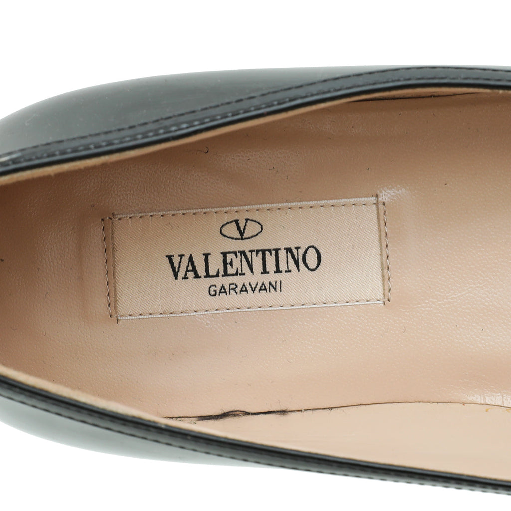 Valentino Black Pointed Bow Flats 37
