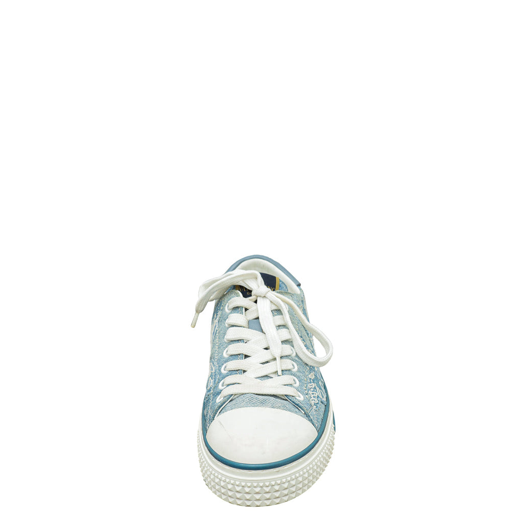 Valentino Bicolor Denim Butterfly Embroidered Sneakers 37