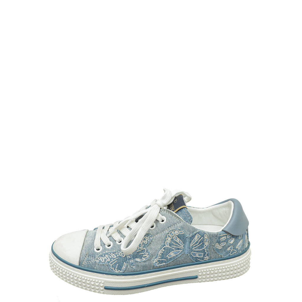 Valentino Bicolor Denim Butterfly Embroidered Sneakers 37