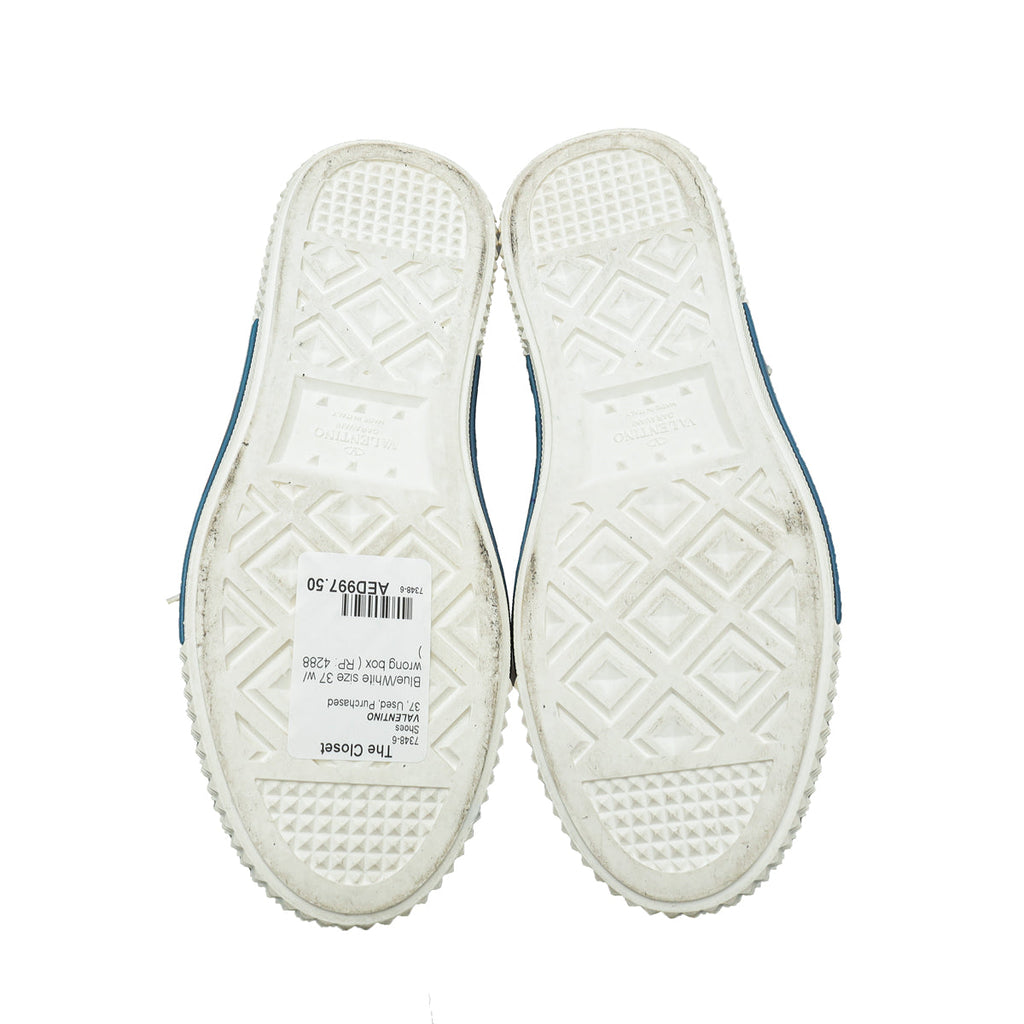 Valentino Bicolor Denim Butterfly Embroidered Sneakers 37