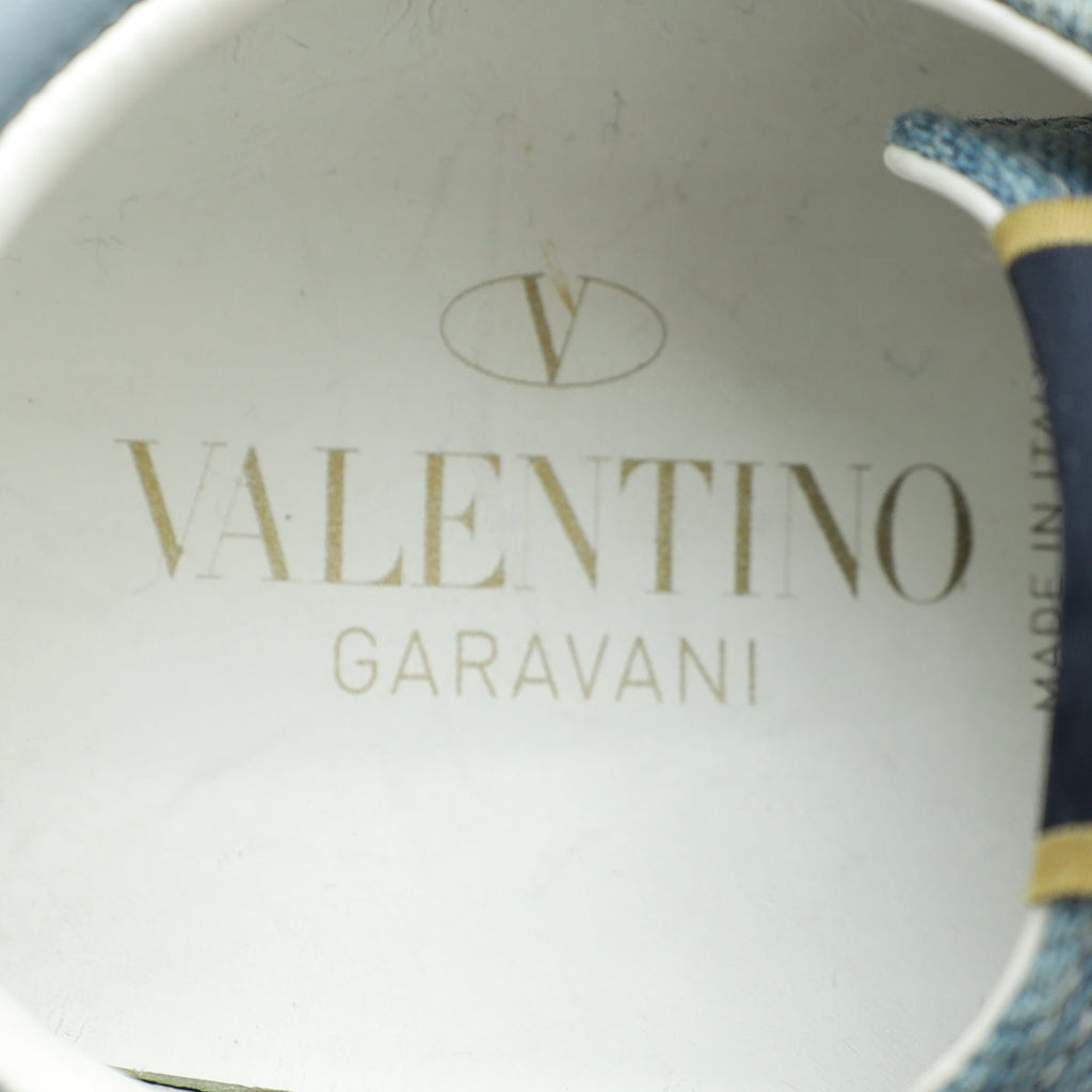 Valentino Bicolor Denim Butterfly Embroidered Sneakers 37