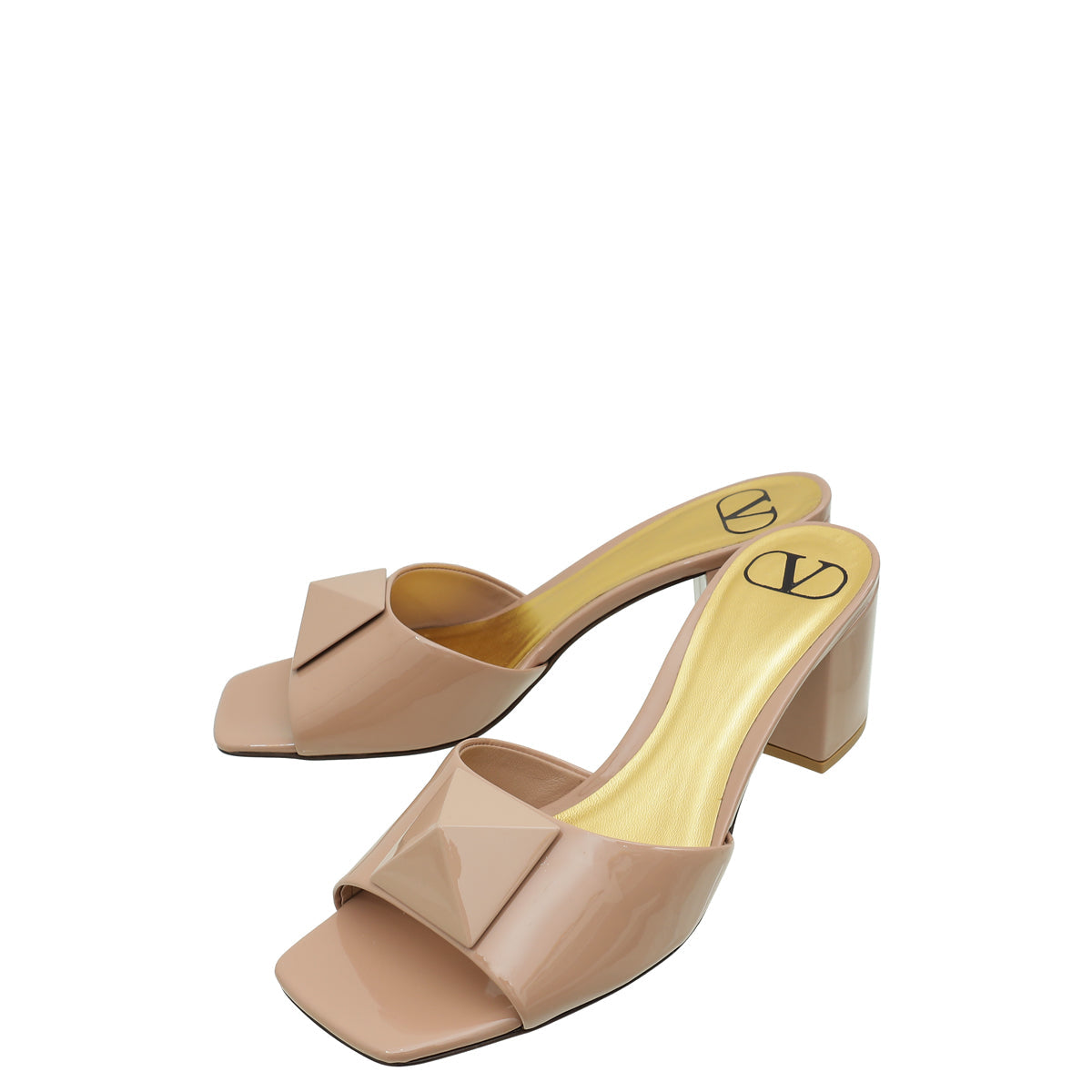 Valentino Nude One Stud Block Mules 37