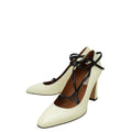 Valentino Light Ivory Criss Cross Ankle Strap Pumps 37