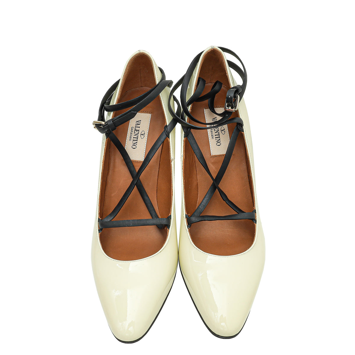 Valentino Light Ivory Criss Cross Ankle Strap Pumps 37