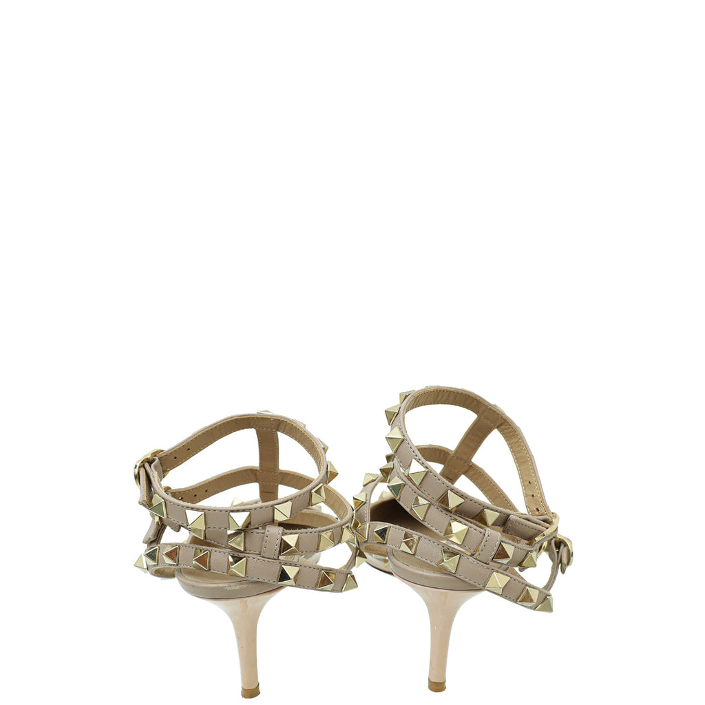 Valentino Light Pink Rockstud Caged Ankle Strap Pump 38.5