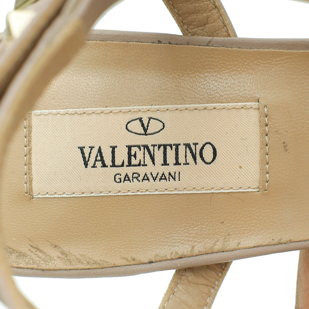 Valentino Light Pink Rockstud Caged Ankle Strap Pump 38.5