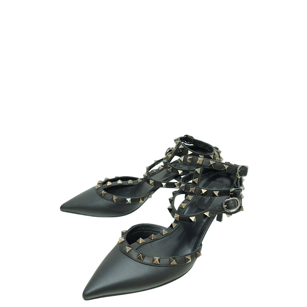 Valentino Black Rockstud Caged 65mm Pump 38.5