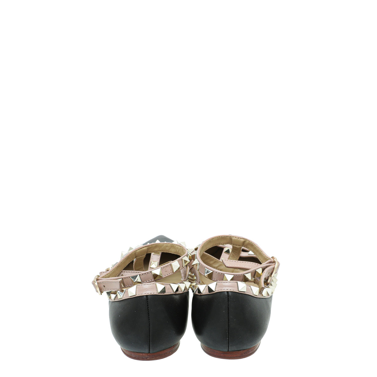 Valentino Black Rockstud Caged Ankle Strap Ballerina 38