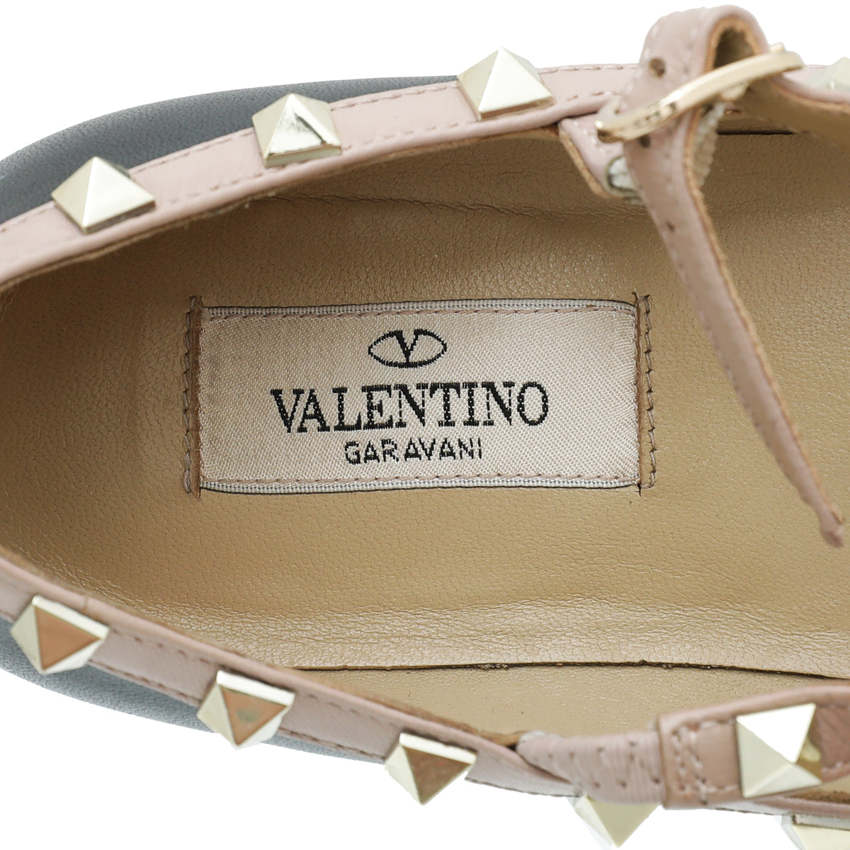 Valentino Black Rockstud Caged Ankle Strap Ballerina 38