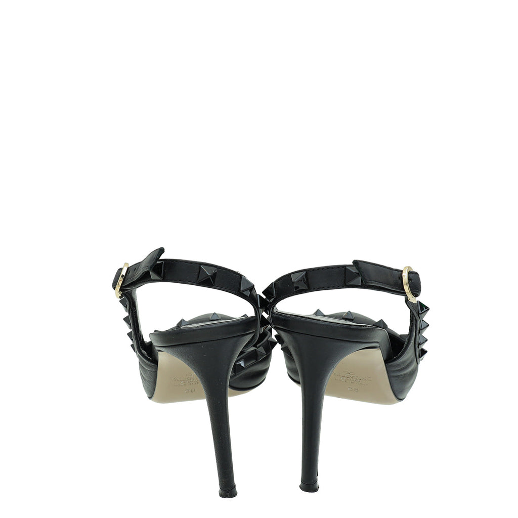 Valentino Black Rockstud Slingback Pump 38