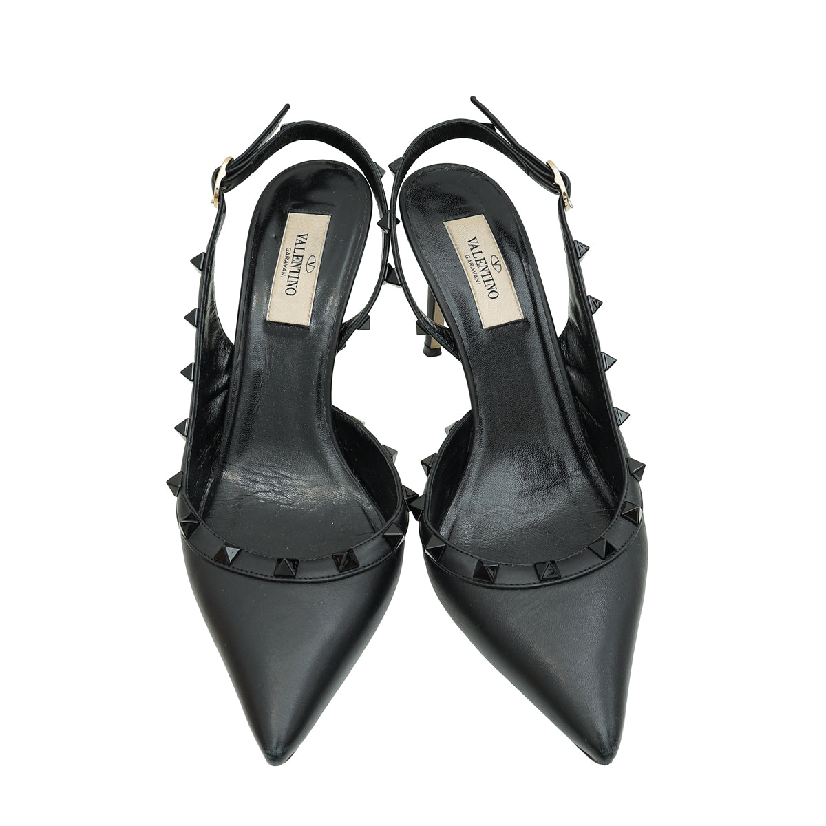 Valentino Black Rockstud Slingback Pump 38