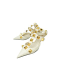 Valentino Off White Roman Stud Caged Ankle Strap Pumps 38