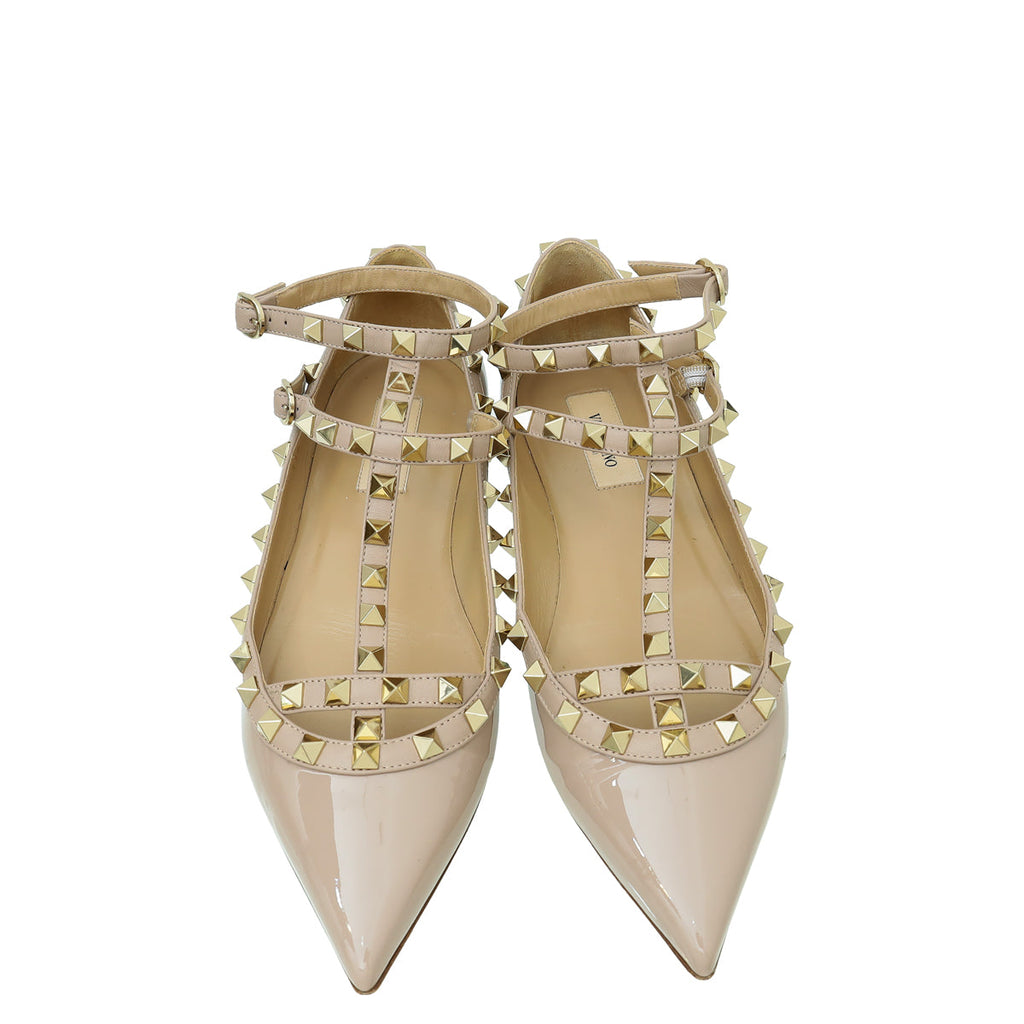 Valentino Poudre Rockstud  Flat Ballerina 38