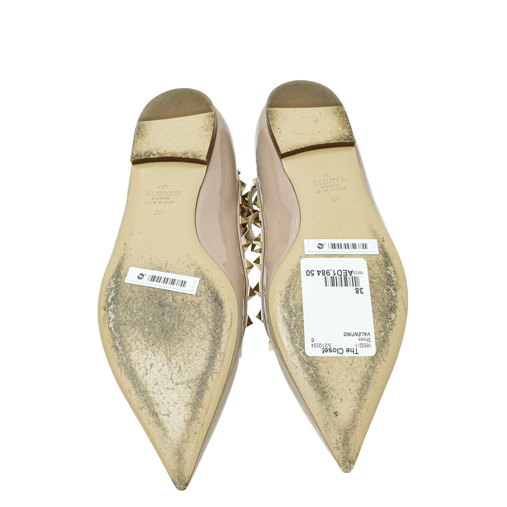 Valentino Poudre Rockstud  Flat Ballerina 38