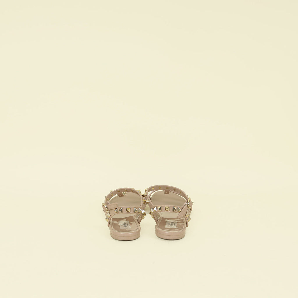 Valentino Poudre Rockstud Flat Rubber Sandal 38