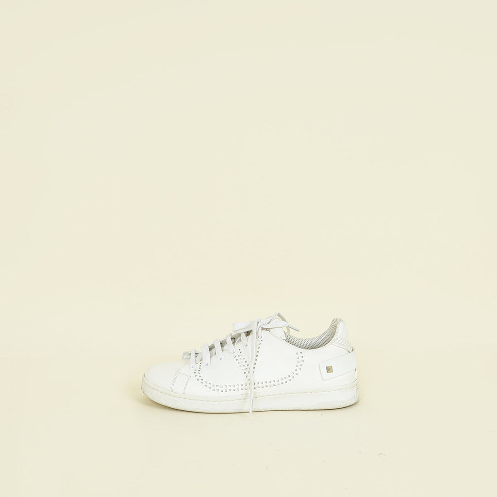 Valentino White Perforated V Logo Sneakers 38