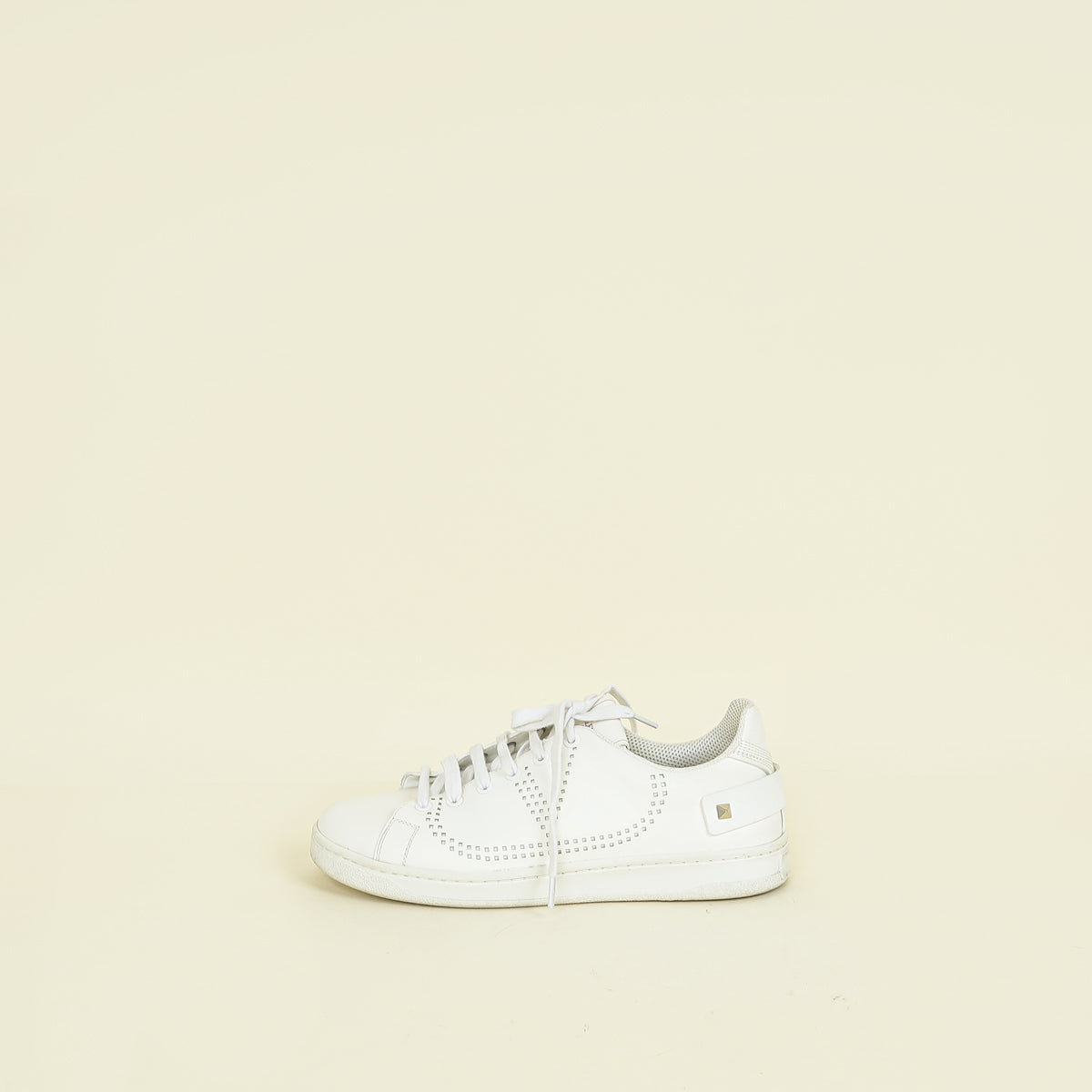 Valentino White Perforated V Logo Sneakers 38