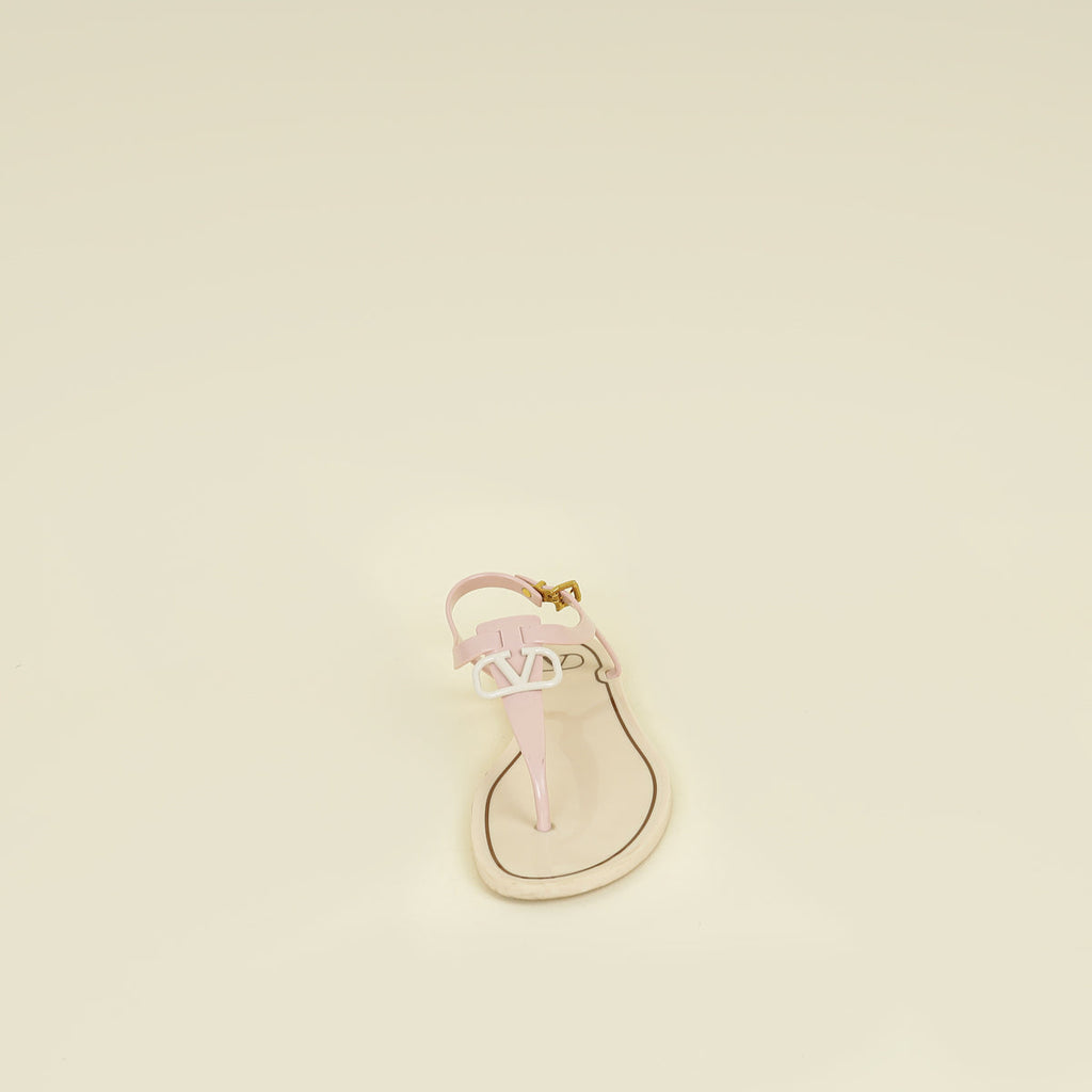 Valentino Pink Cream Vlogo Thong Sandal 38