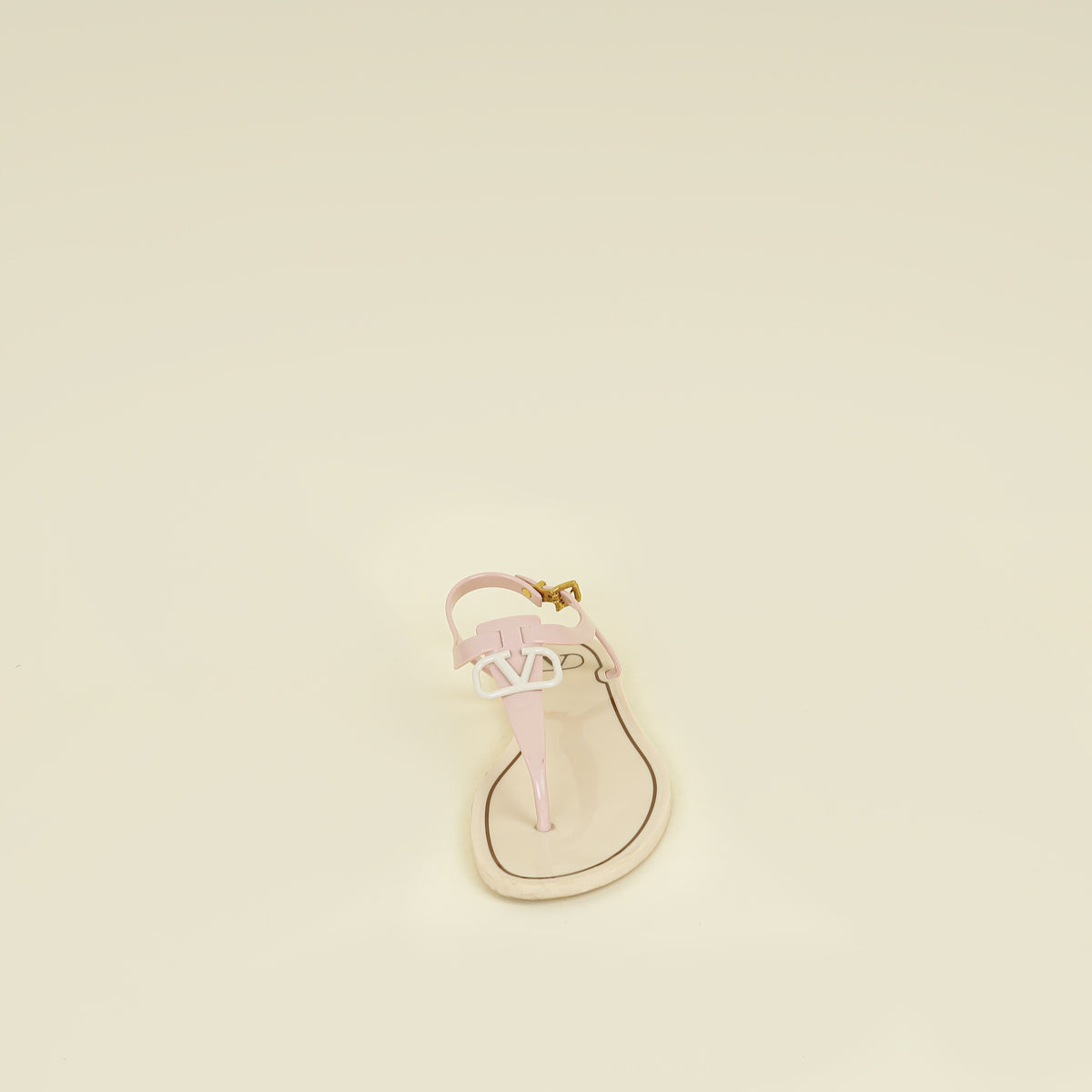 Valentino Pink Cream Vlogo Thong Sandal 38