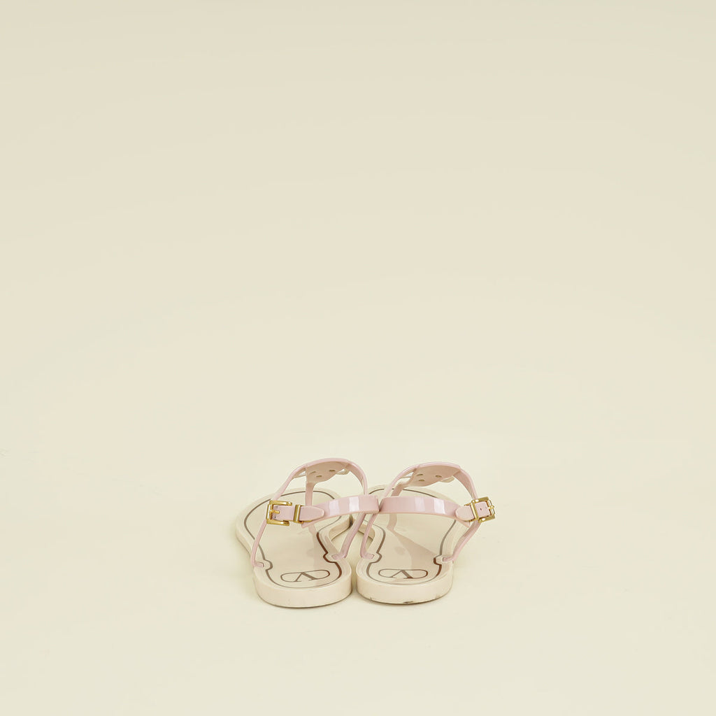 Valentino Pink Cream Vlogo Thong Sandal 38