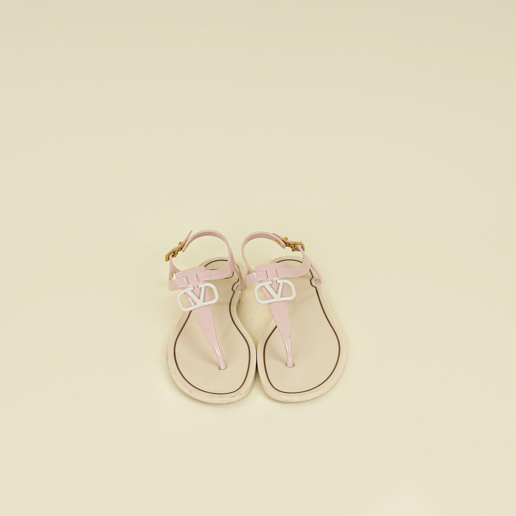 Valentino Pink Cream Vlogo Thong Sandal 38