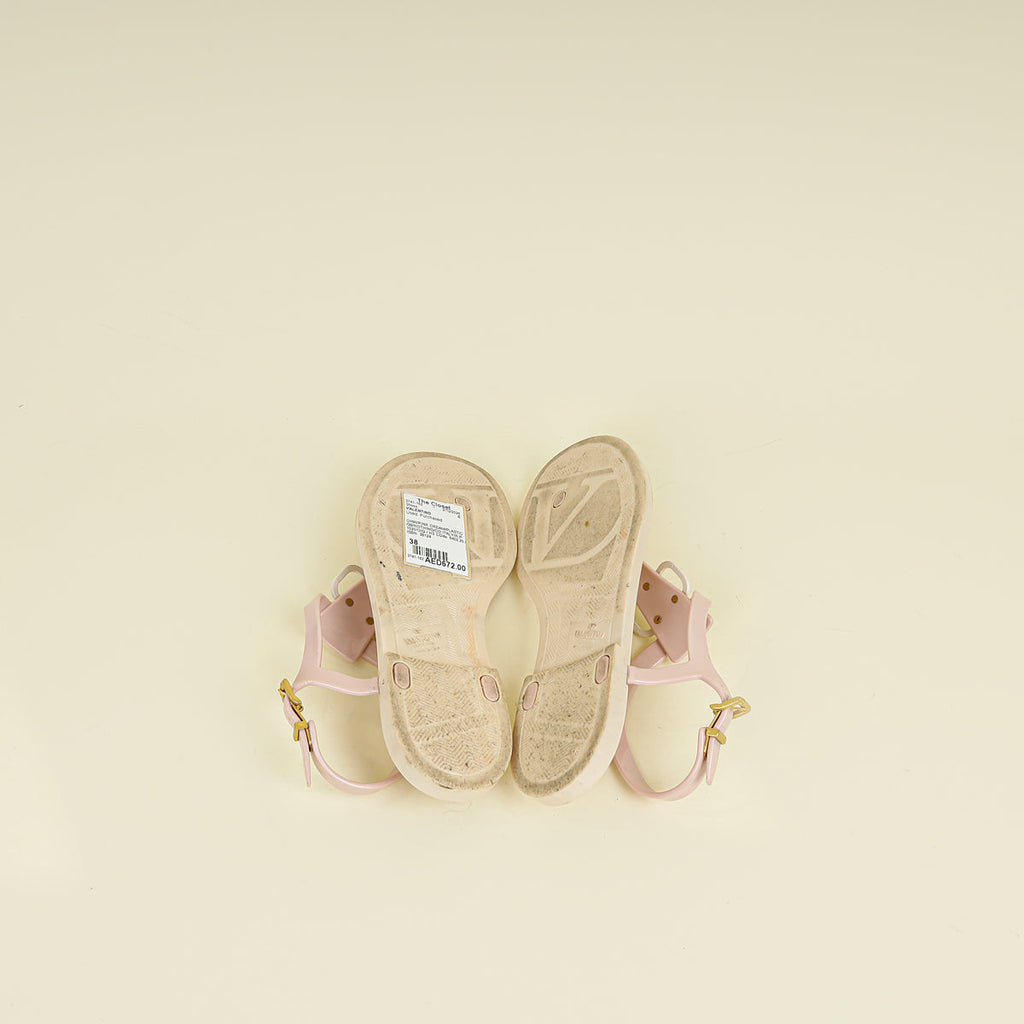 Valentino Pink Cream Vlogo Thong Sandal 38