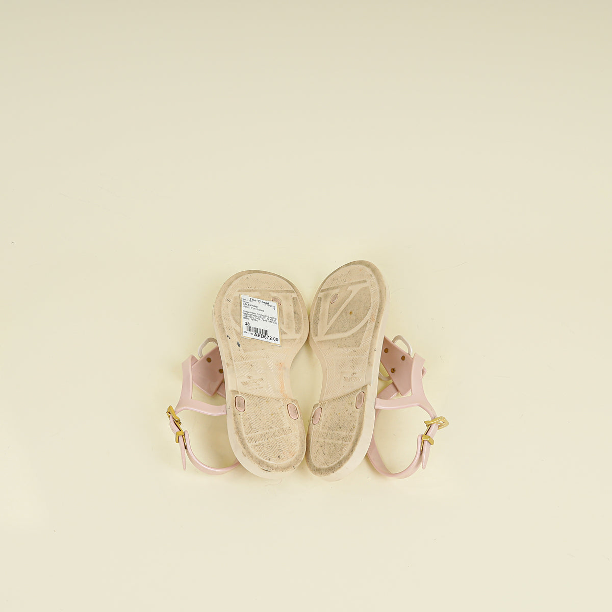 Valentino Pink Cream Vlogo Thong Sandal 38