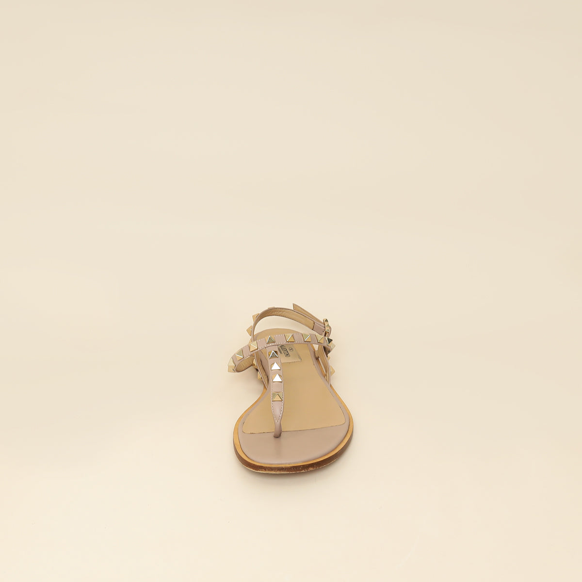 Valentino Poudre Rockstud Thong Flat T-Strap Sandal 38