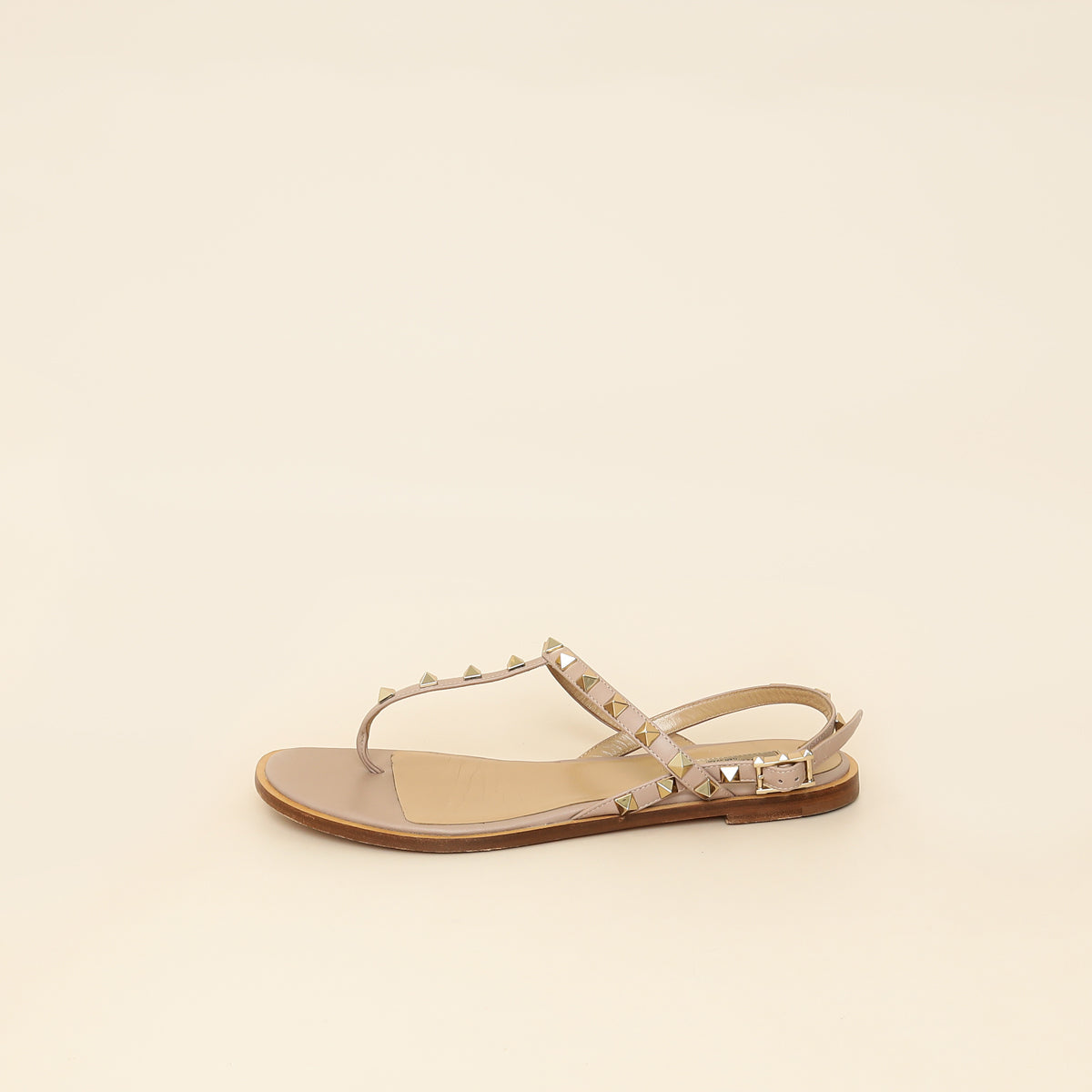 Valentino Poudre Rockstud Thong Flat T-Strap Sandal 38